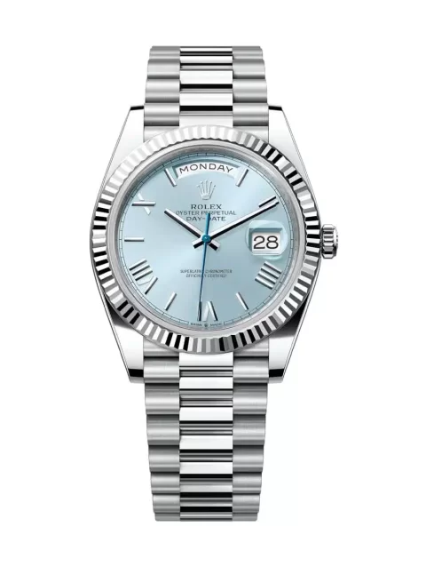 Rolex Day Date 40 Platinum Ice Blue Replica Watch